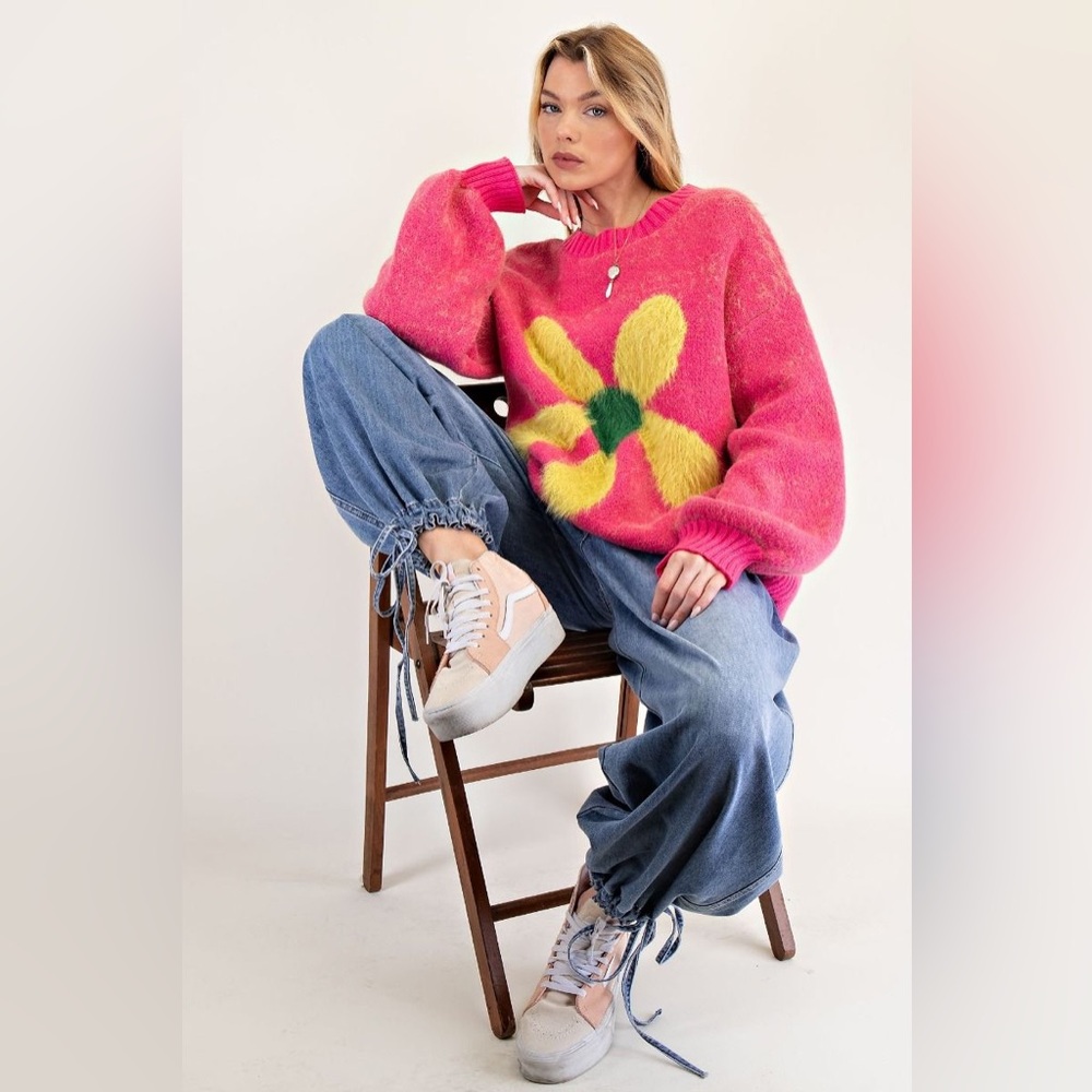 #051 Last 1! Easel Daisy Knit Sweater - Picture 2 of 5